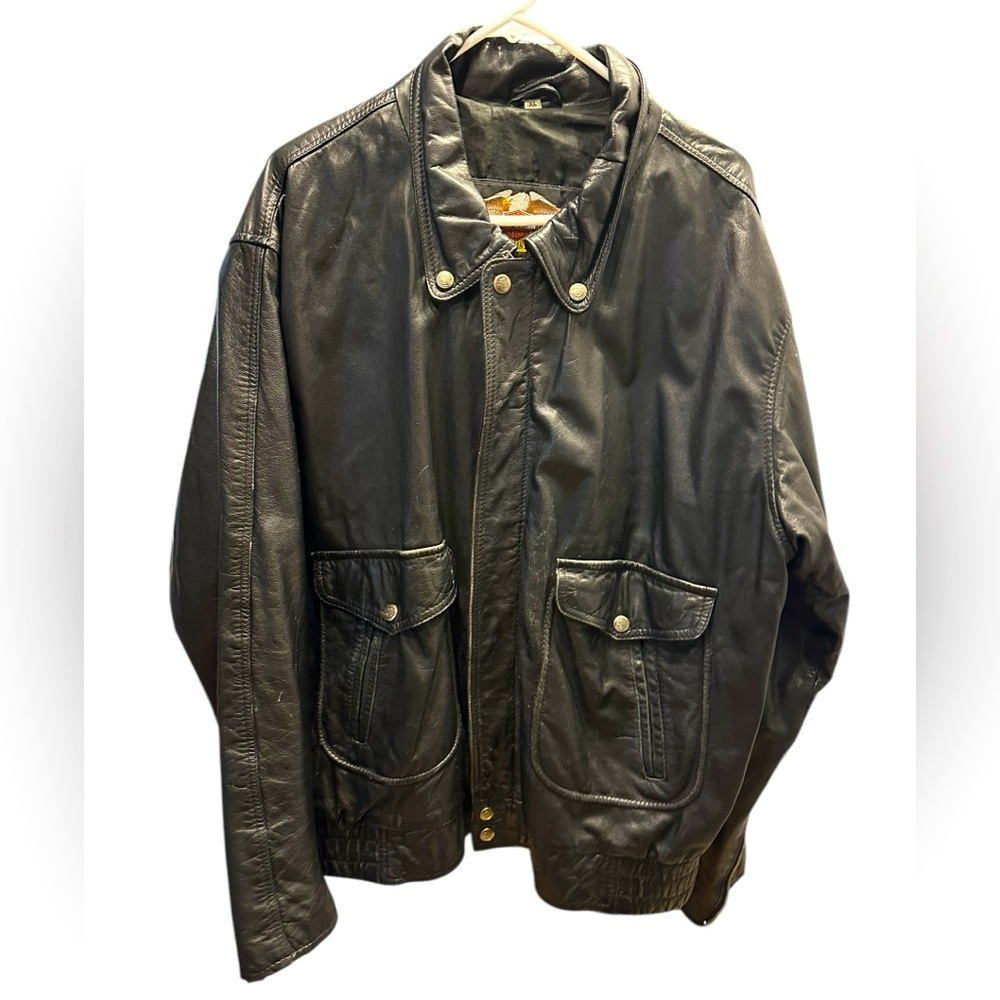 Vintage Harley Davidson Men's Black Leather Jacket size XL